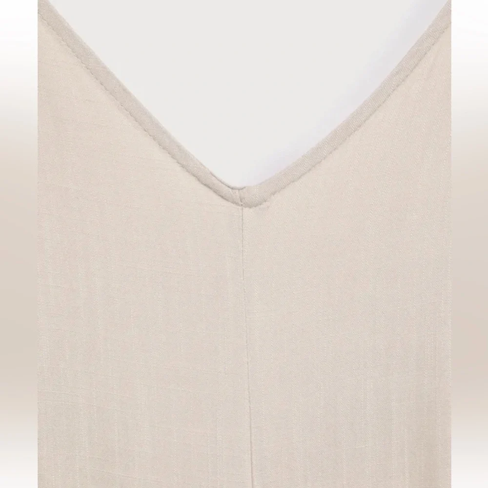 NWT Heatwave Beige Wide-Leg Swim Cover-Up Jumpsuit Size L open back v neck - Picture 11 of 14